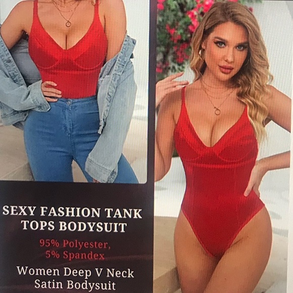 Disave Tops - Women’s Sexy Red Corset Red Bodysuit, NWOT